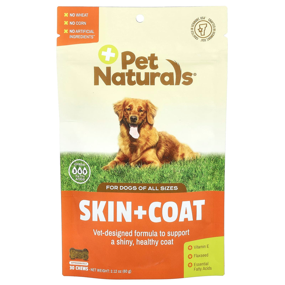 Pet Naturals, Кожа + мех, для собак, 30 жевательных таблеток, 2,12 унции (60 г)