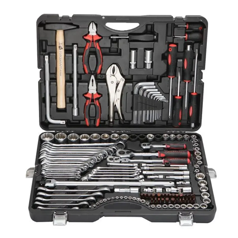 Набор инструментов 142+6пр. 1/4''3/8''1/2''(6-гран.)(4-36мм, 27,30,32,36-12гр.)+(ключи трещоточные:8х10,12х13,14х15,16х17,18х19мм, бокорезы-7'') FORCEKRAFT FK-41421-5 PREMIUM