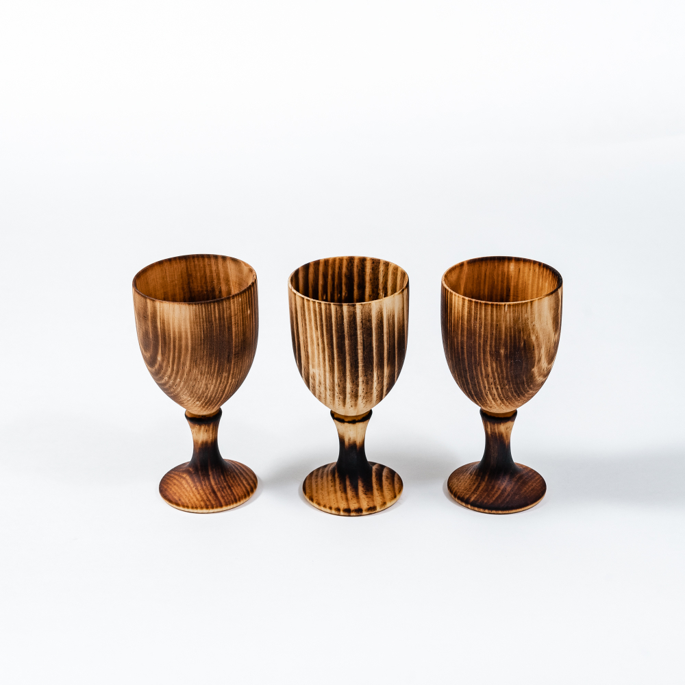 Набор деревянных рюмок (стопок) из дерева сибирский кедр RN6