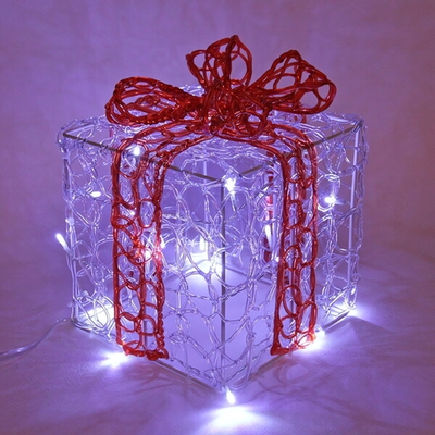 Фигура светодиодная «Подарок» 19 см, 20 ламп LED, IP-65, Белый/красный