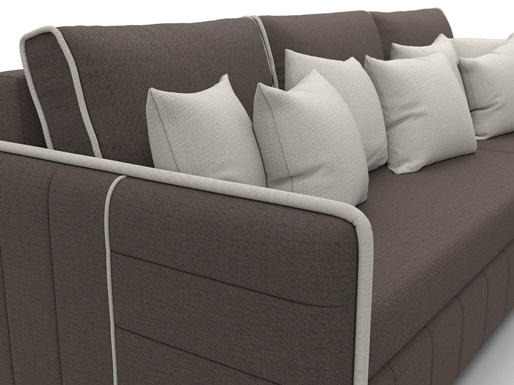 Диван угловой Лига-078 угол универсальный РОГОЖКА Амур 05 коричневый Амур 02 бежевый