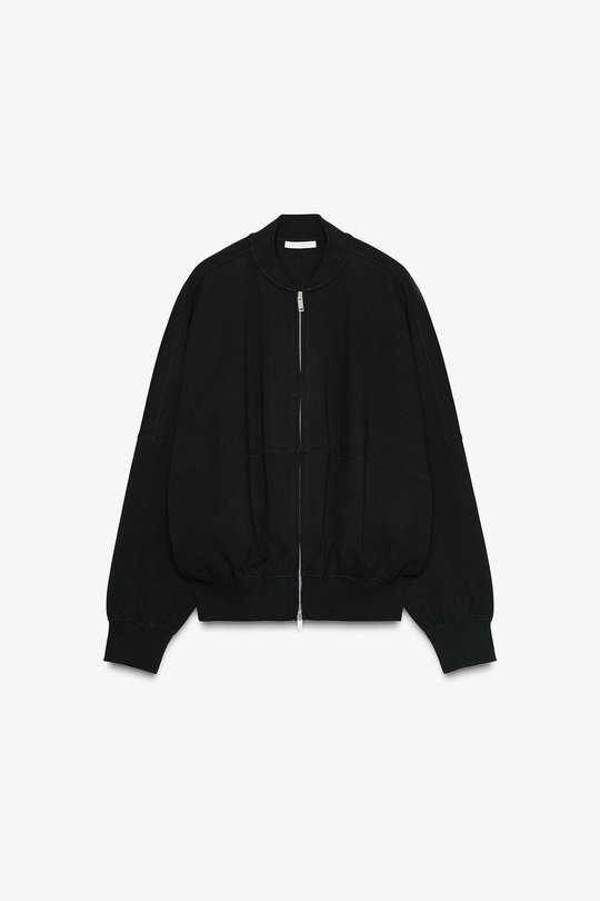 ZARA БОМБЕР INTERLOCK, ЧЕРНЫЙ