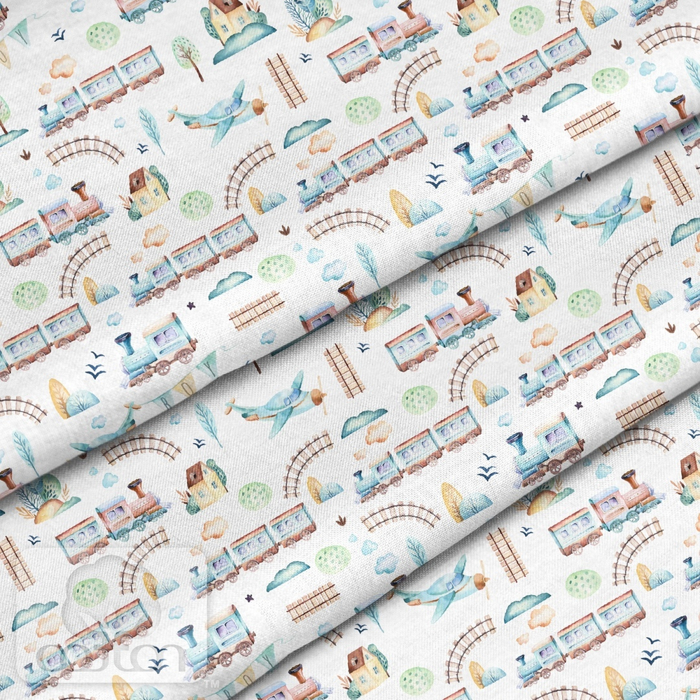 Отрез хлопка "Паровозики"