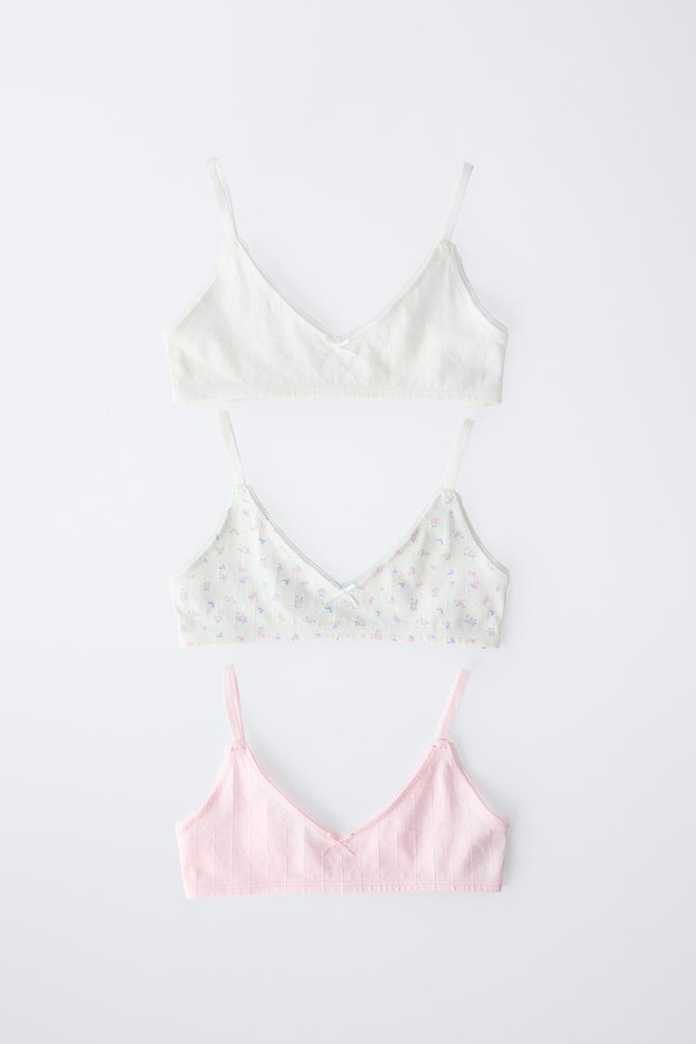 ZARA НАБОР ИЗ 3 ТОПОВ С РЕЛЬЕФНЫМ УЗОРОМ «ЦВЕТЫ», РАЗНОЦВЕТНЫЙ