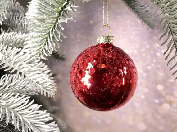 Набор стеклянных шаров Грааль 70 мм., 18 шт., красный, Christmas DeLuxe (86791)