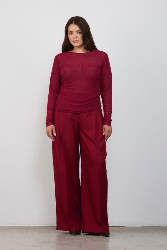 Лонгслив из сетки, бордо