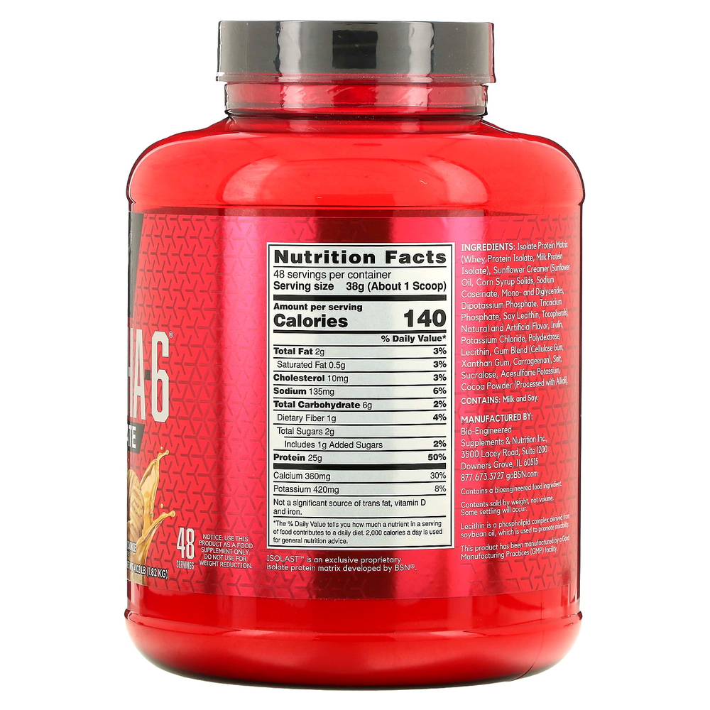 BSN, Syntha-6 Isolate, протеиновая смесь для приготовления напитка, печенье с арахисовой пастой, 1,82 кг (4,02 фунта)