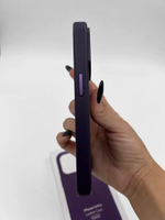Кожаный чехол Leather Case iPhone 14 Pro | Dark Cherry Темно-Фиолетовый