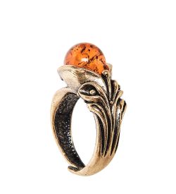 AM-2452 Кольцо «Калла» (латунь, янтарь)