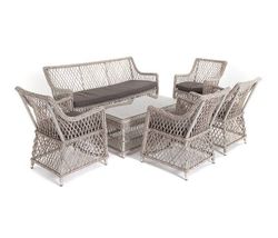 "Асти" лаунж-зона из искусственного ротанга на 6 персоны, цвет бежевый