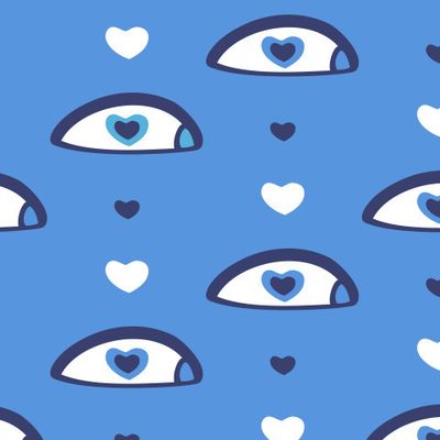 Buy interior fabric abstract love eyes blue