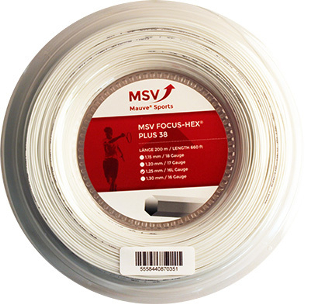 Теннисные струны MSV Focus Hex Plus 38 (200 m) - white