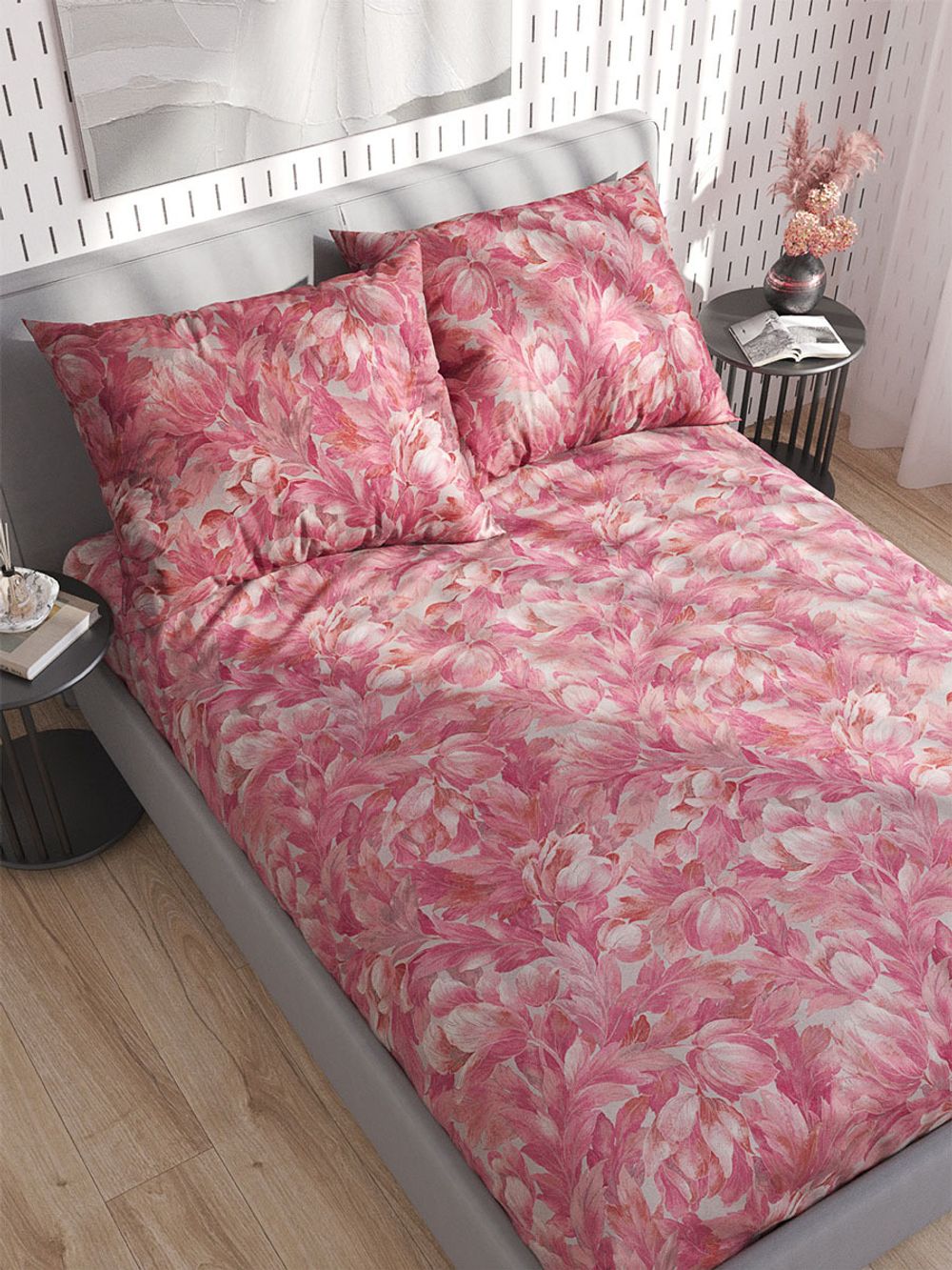 Простынь на резинке сатин Milky Garden "Вейгела" 180x200 см