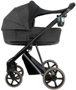 Детская коляска Roan Sol Vintage Luxury 2.0 3 в 1 с автокреслом Tutis Elo Lux EduSky Black PIX/55/D Pixel/Dark/Nickel/руч.Cappuccino