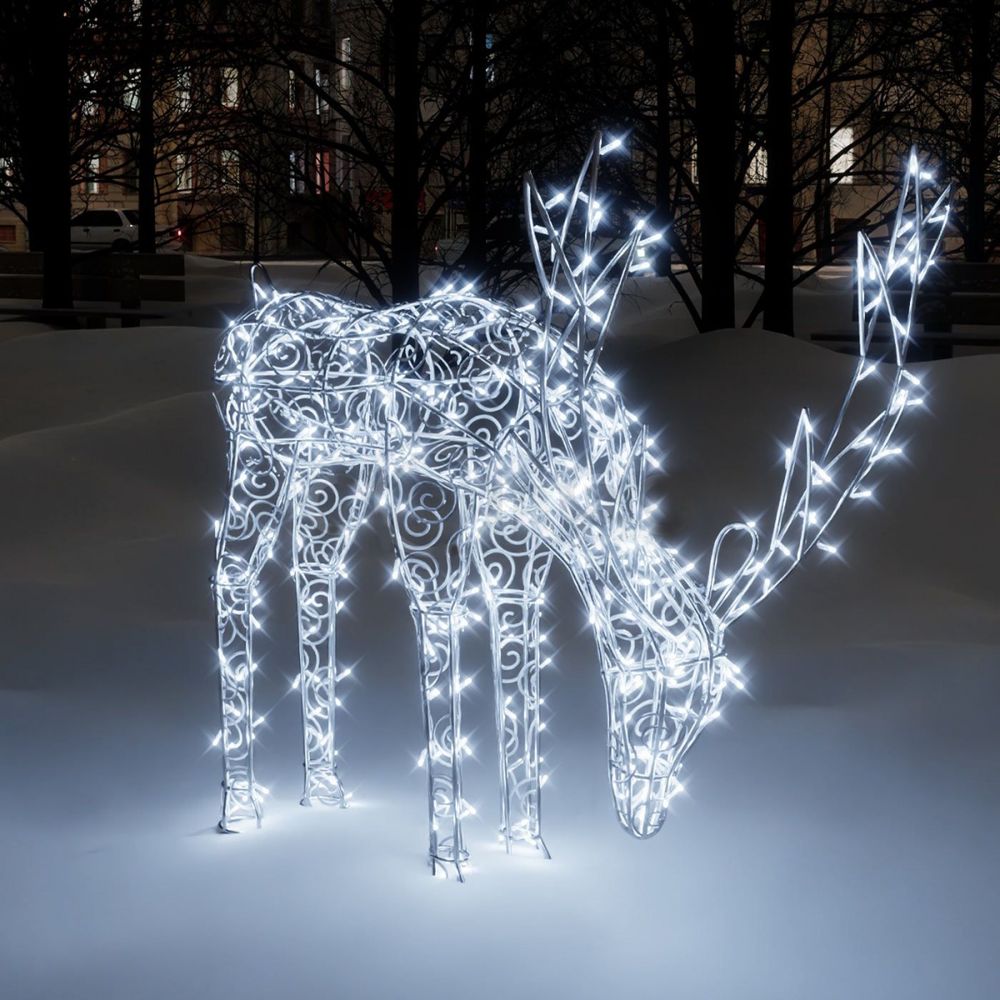светодиодный олень Пьющий ажурный каркас