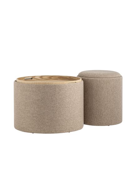 Пуф-столик с ящиком Хюгге L рогожка бежевый