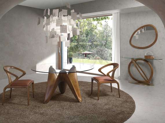 Консоль 3246/CON16171 из закаленного стекла и ореха