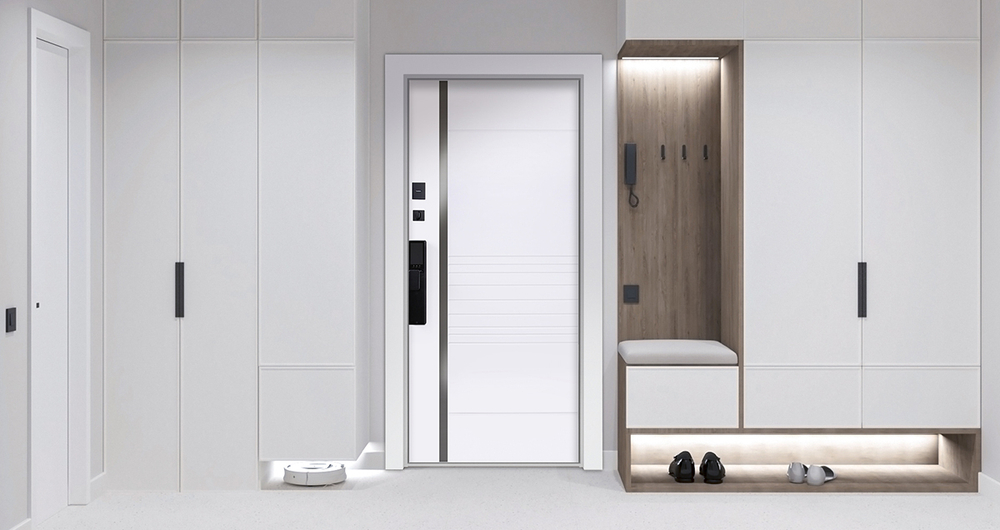 Стальная дверь "Обсидиан" 3D (биометрический замок Smart lock Y23). Заказная модель.