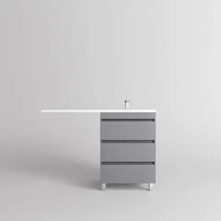 Тумба напольная "Даллас ЛЕОН 120" (3 ящ.) Люкс серая, PLUS (правая)