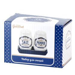 Набор для специй солонка/ перечница " " 11х5,5х9,5см (на керамической подставке)
