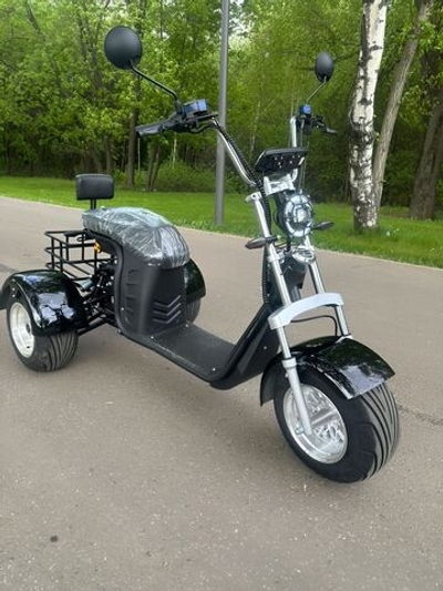 Электроскутер трехколесный MAIKAOLIN MEINAID Харлей-i8, трицикл, 3000 Вт, чёрный, 60В, 20Ач