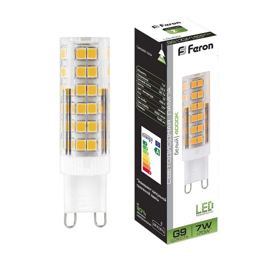 Лампа светодиодная.  7W  230V G9 4000K JCD9. LB-433