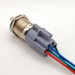 Кнопка антивандальная поворотная с коннектором, до 250 В, LAS1-AGQ-11X/21/B/N (5с) ON-ON, подсветка 12 В синяя RUICHI