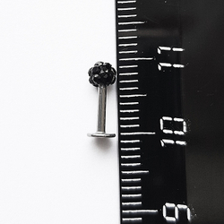 Лабрет 8 мм " Черный кристалл"для пирсинга губы. Толщина 1,2 мм. Медицинская сталь