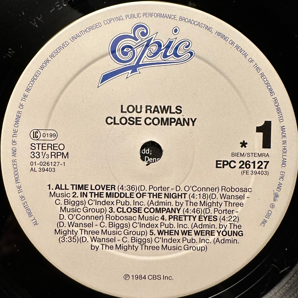 Lou Rawls - Close Company (Голландия 1984г.)