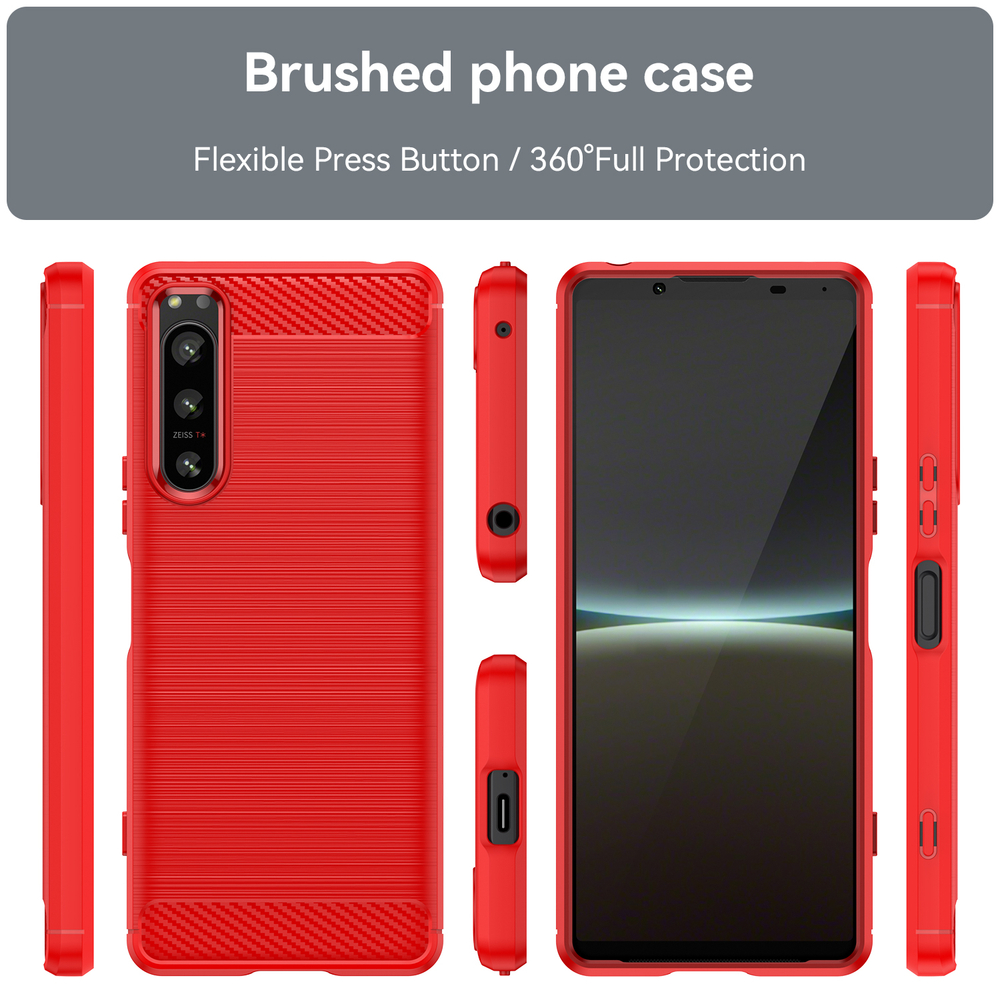 Красный чехол для смартфона Sony Xperia 5-IV Mark 4, серии Carbon (в стиле карбон) от Caseport
