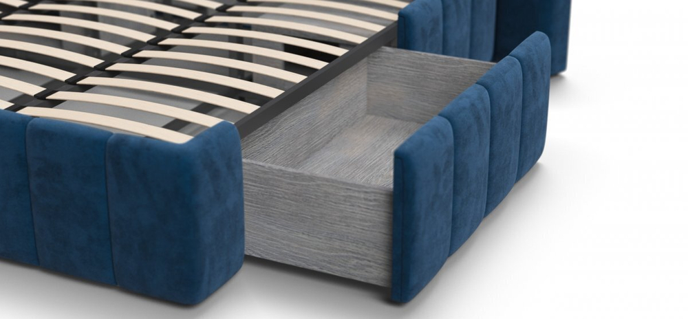 Босс ХО Кровать 180*200 без набора светильников Велюр Монолит синий