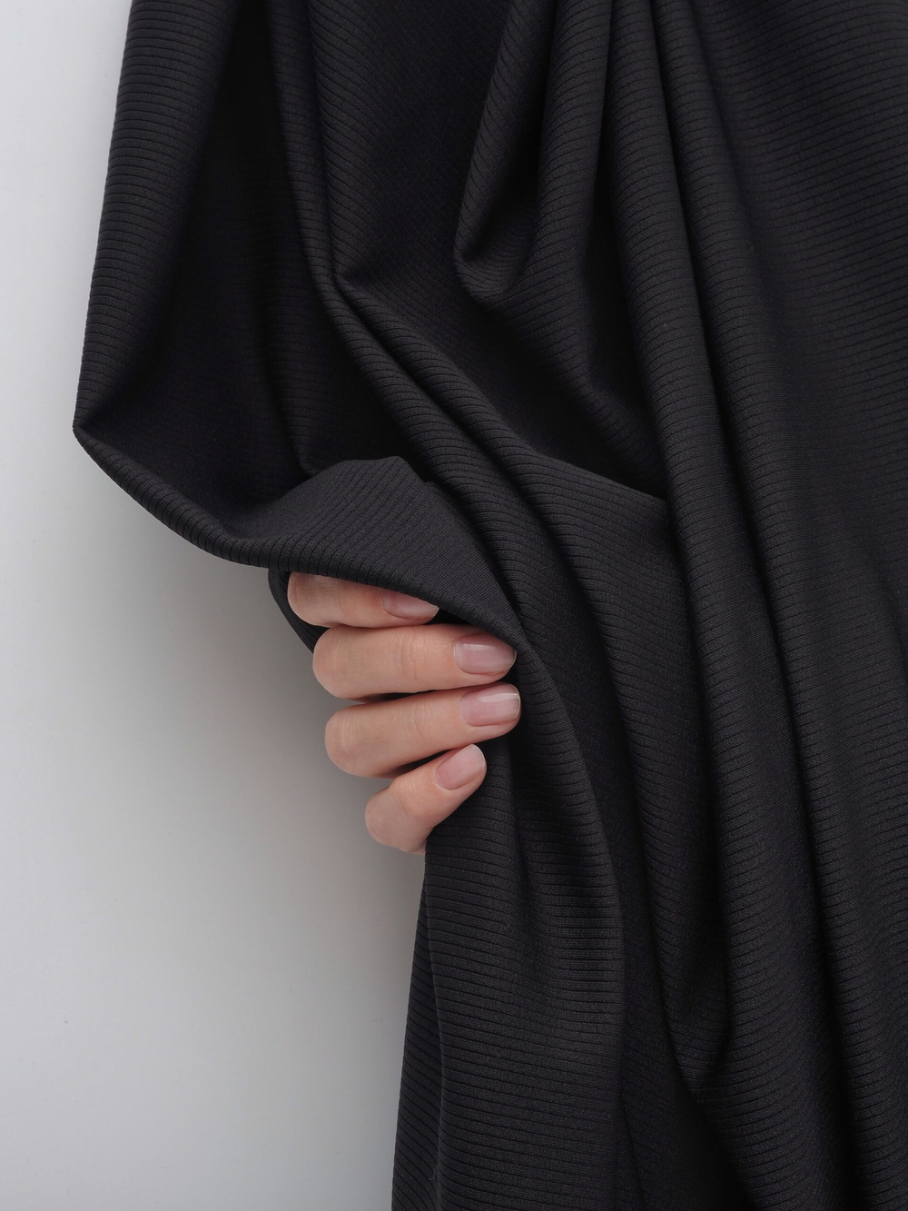 Ткань кашкорсе черный с лайкрой, ширина 165 см, 270 г/м2