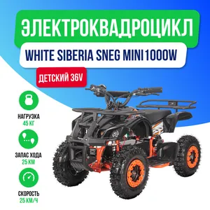 Детский электроквадроцикл WHITE SIBERIA SNEG MINI 1000W - Оранжевый фото №2