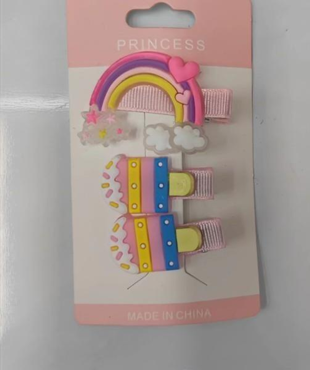 Зажимы для волос детские 3шт на блистере "Розовый мир" (JINRE TRAVEL)