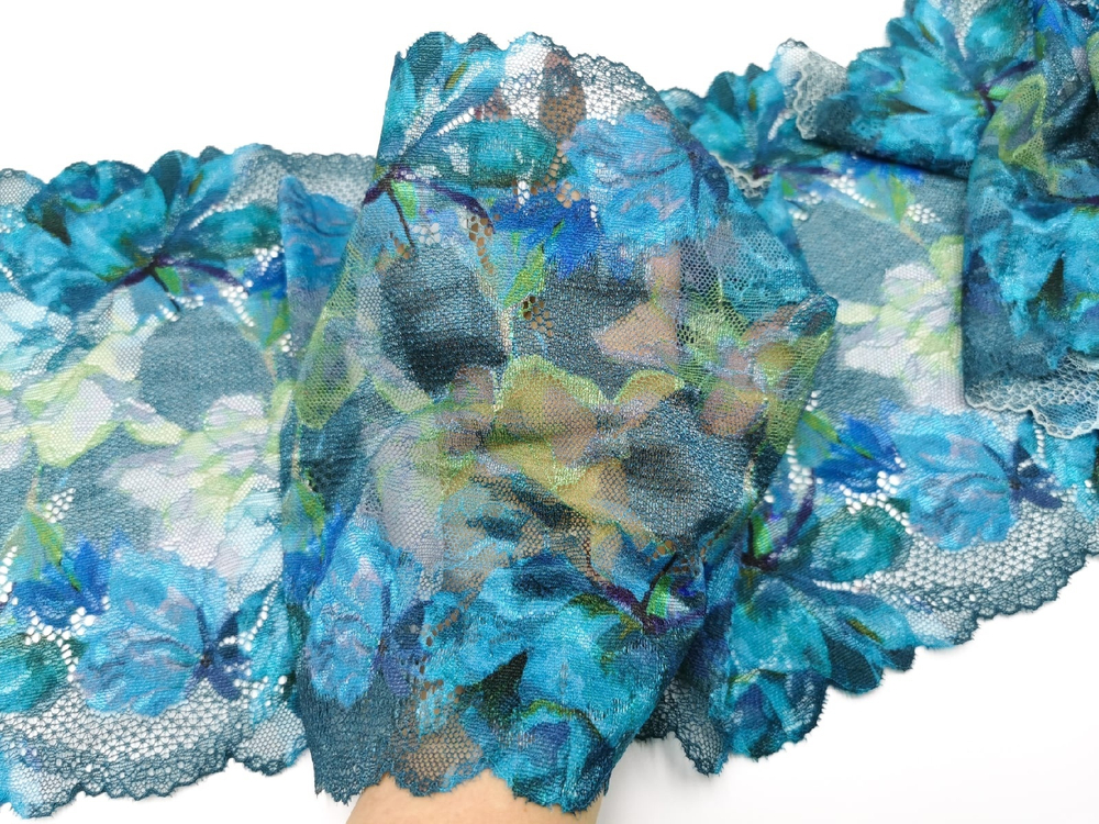 Эластичное кружево, 22 см, карибская волна (принт), (Арт: EK-2720), м