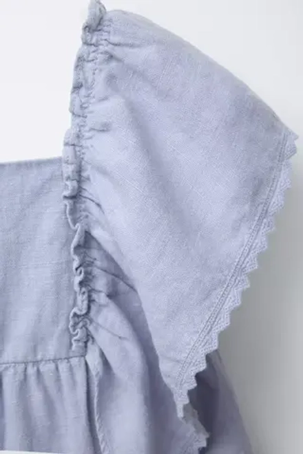 ZARA ЛЬНЯНОЙ КОМБИНЕЗОН, СИНЕВАТЫЙ