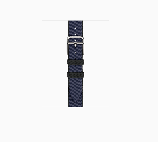 Apple Watch Hermès Series 11 42 mm Twill Jump Attelage Single Tour, Темно-синий с черными краями