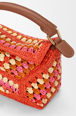 Loewe Мини-сумка Puzzle Edge из рафии и телячьей кожи, ярко-оранжевый