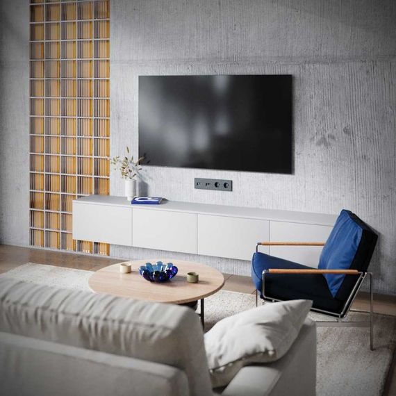 Розетка телевизионная встраиваемая S70 TV+RJ45 кат. 6, (графит) Voltum VLS060707