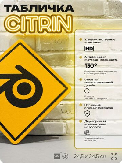 Табличка декоративная "Blender" на дверь и стену, для дизайнера, информационная, декоративный знак, 24,5х24,5 см, пластиковая, Айдентика Технолоджи