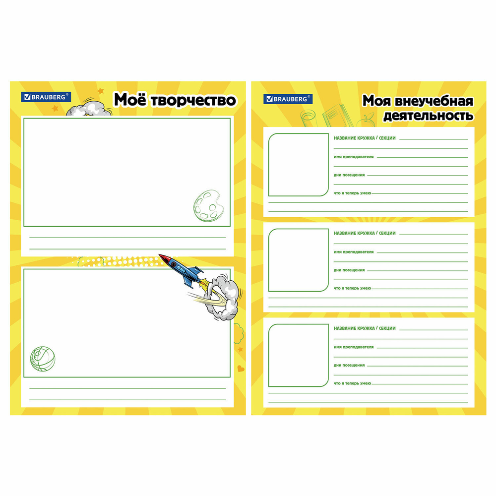 Папка-портфолио школьника А4 на молнии 8 вкладышей обложка твёрдая ОТЛИЧНИКИ BRAUBERG