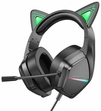 Гарнитура поле ИГР Borofone BO106 black (Elf Cat)