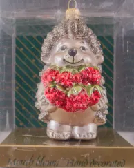 Елочное украшение Ежик с малинкой, стекло, 10 см., Витус (55020)