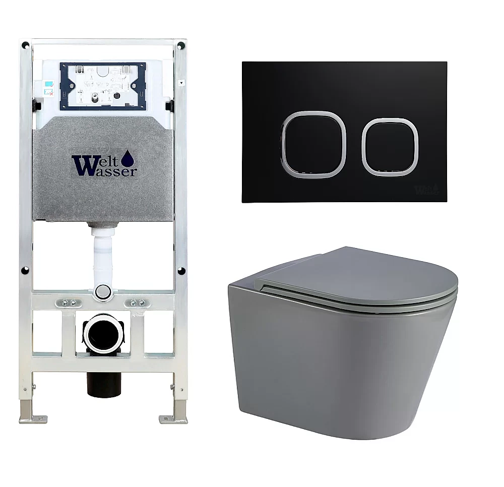 Унитаз с инсталляцией WeltWasser AMBERG 506 ST + SALZBACH 043 MT-GR + AMBERG RD-BL