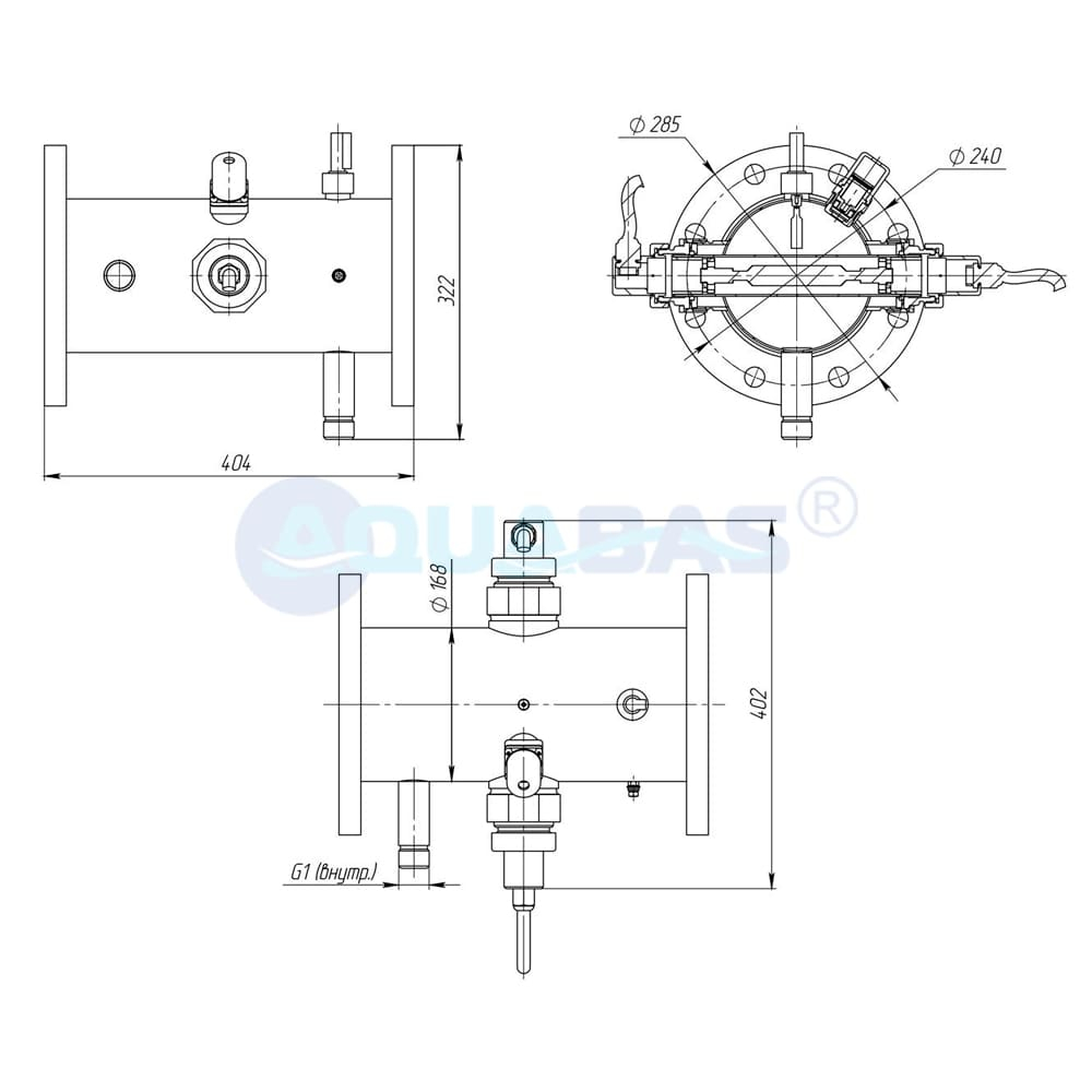 УФМ.10 Излучатель ультрафиолетовый XENOZONE UVM-1000 (50м3/ч, 1кВт, Ду100) в комплекте с датчиком интенсивности УФ излучения и блоком промывки