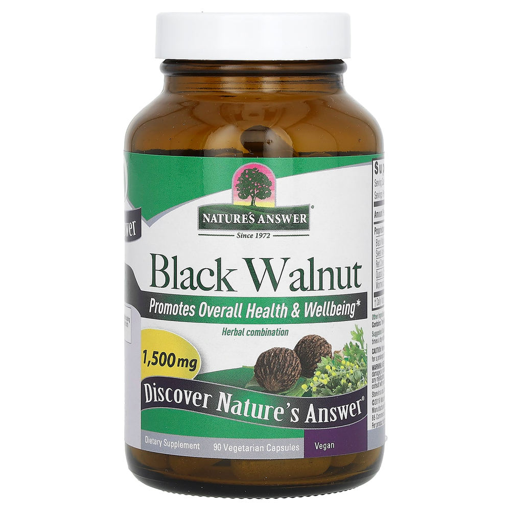 Nature's Answer, черный орех, 90 вегетарианских капсул