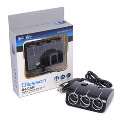 Разветвитель прикуривателя Olesson 1506 12/24V (3 гнезда + предохранитель + подсветка) 120 W