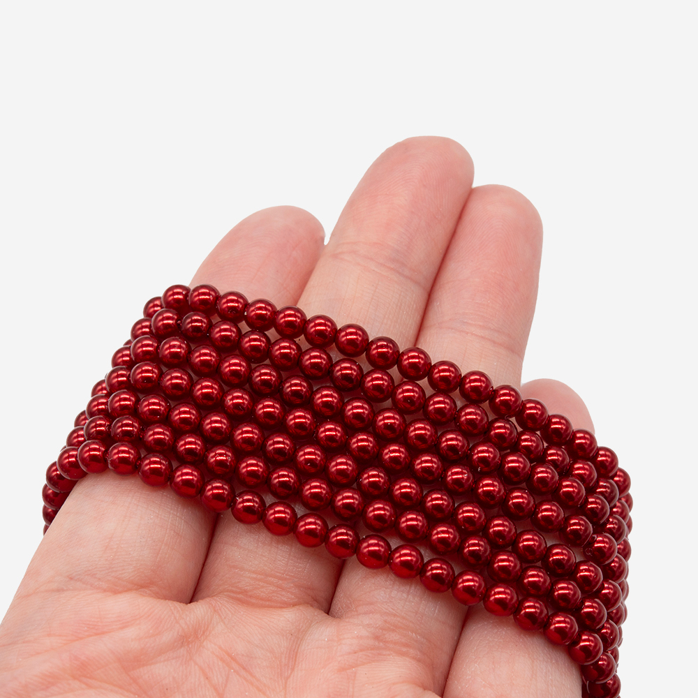 Хрустальный жемчуг, оттенок "Красный", шар 4,1мм, улучшенное покрытие