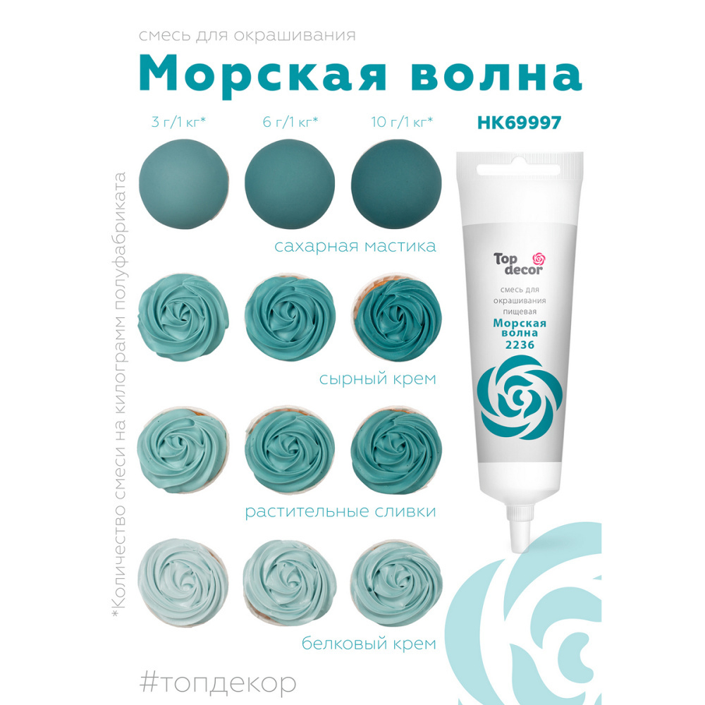 Пищевой краситель гелевый "Морская волна" 100 г