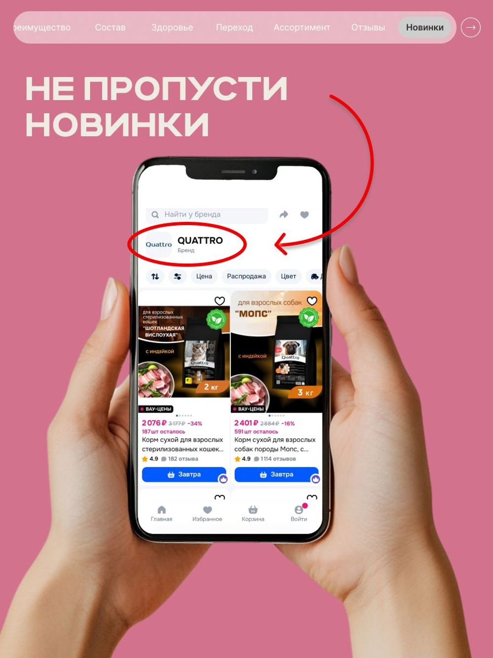 Корм сухой для взрослых собак породы Пекинес, с говядиной, 800 гр, QUATTRO
